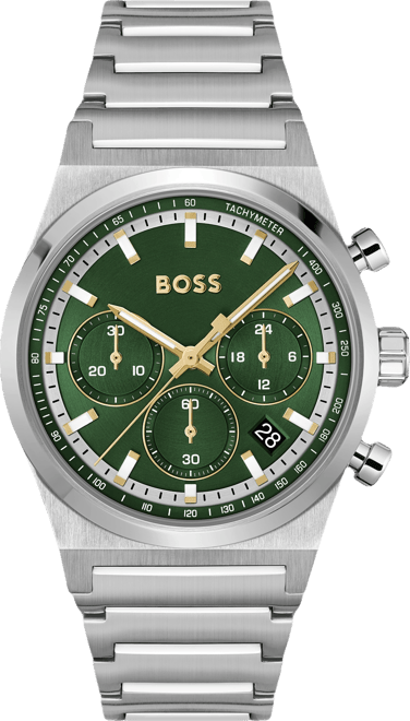 Men's Candor Quartz Chronograph Silver-Tone Stainless-Steel Watch, 41mm