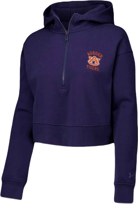 Women's Navy Auburn Tigers Inline Modest Cropped Half-Zip Hoodie