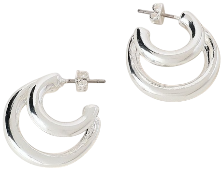 Twins Hoop Earring in Silver
