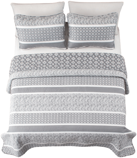 . Stripe & Paisley Microfiber Quilt Set With Shams
