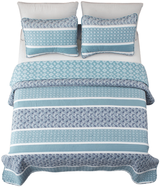 . Stripe & Paisley Microfiber Quilt Set With Shams