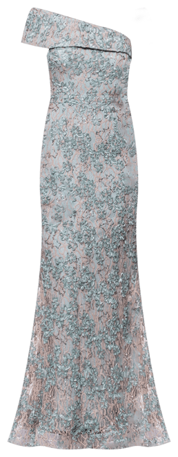 Women's One-Shoulder Soutache Lace Gown