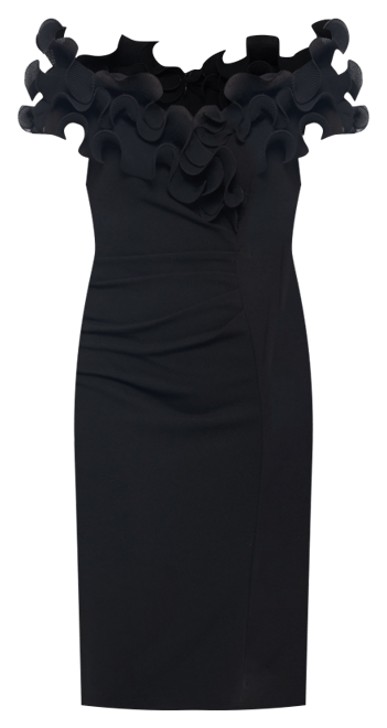 Women's Ruffled Off-The-Shoulder Scuba Crepe Dress