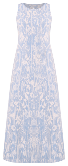 Women's Abstract-Print Sleeveless Keyhole-Back Crewneck Maxi Dress