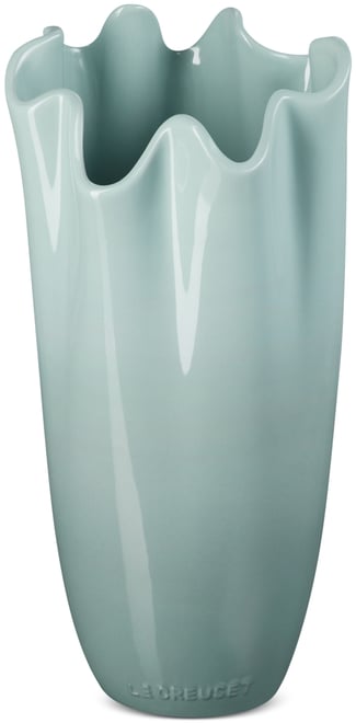 Stoneware Iris Collection Ruffle Vase, 12"H