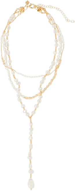 Gold + Pearl Convertible Y Necklace