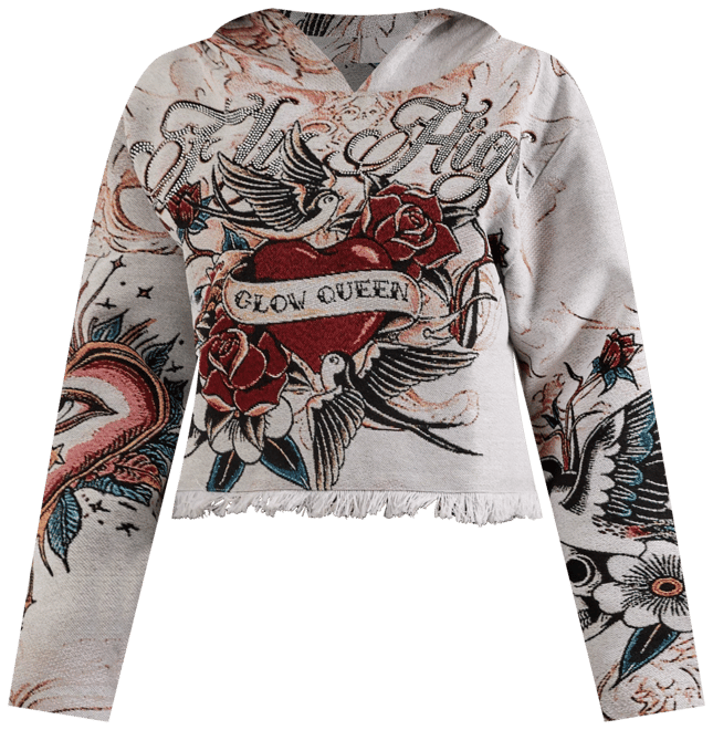 Majestik Fly High Tapestry Cropped Hoodie