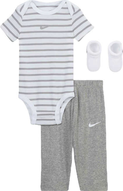 Nike Baby Bodysuit, Pants, and Terry Socks 3-Piece Set