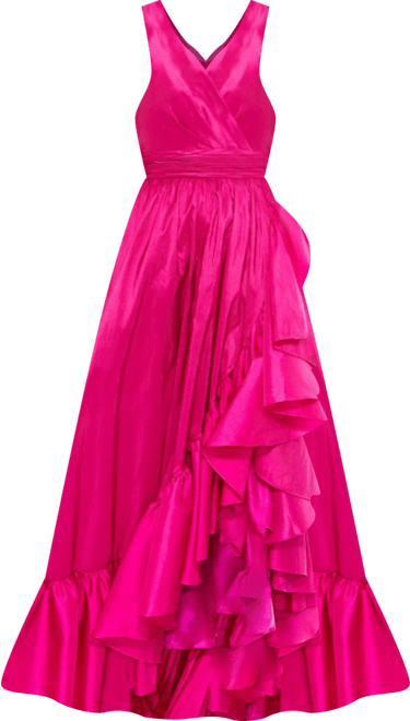 Women's Taffeta Hi-Low Ruffle Gown