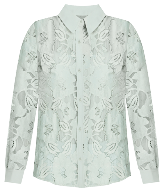 Women's Collared Lace Button-Front Shirt