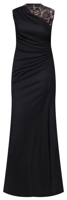 Betsy & Adam Women's Lace-Trim Ruched Jersey Gown