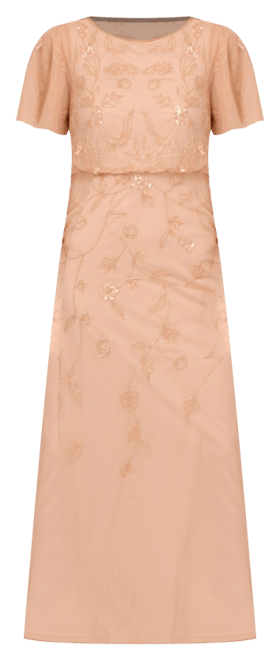 blue dress for baby girl Beaded Ankle Length Dress With Sheer Flutter Sleeves In Moonscape main image 0