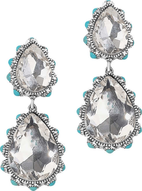Bijoux Bar Silver Tone Womens Crystal Drop Earrings