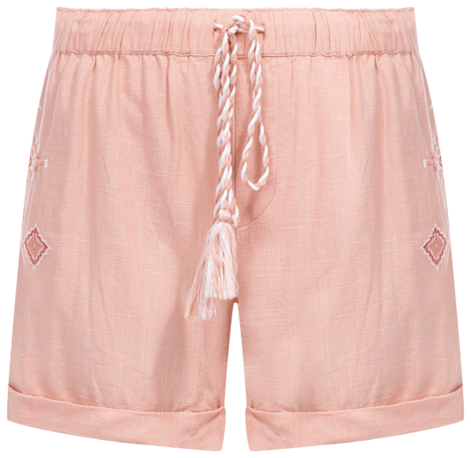 Bunulu Womens 5 in Embroidered Tassel Drawstring Shorts