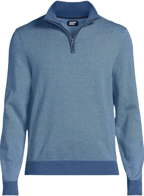 Men's Long Sleeve Fine Gauge Cotton Quarter Zip Sweater