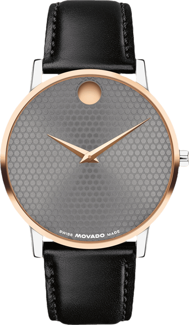 Men's Museum Classic Swiss Quartz Black Calfskin Watch, 40mm