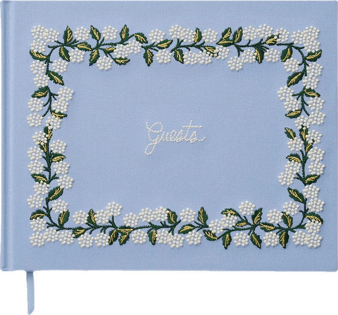 Hydrangea Embroidered Guest Book