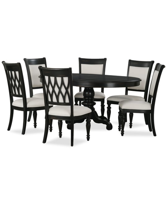 Daria 7-Pc. Dining Set (Round Table & 6 Upholstered Back Side Chairs), Created for Macy's