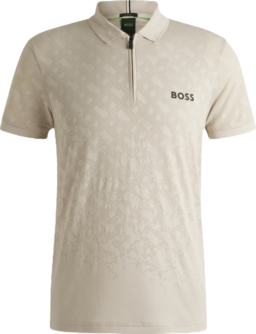 Boss by  Men's Monogram Jacquard Quick-Dry Polo Shirt