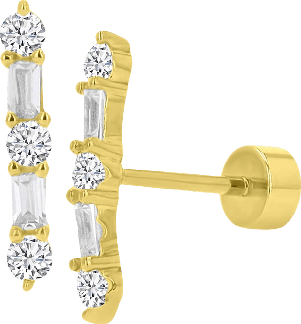 Mixed Cubic Zirconia Bar Stud Earrings (5/8 ct. t.w.) in 14k Gold-Plated Sterling Silver