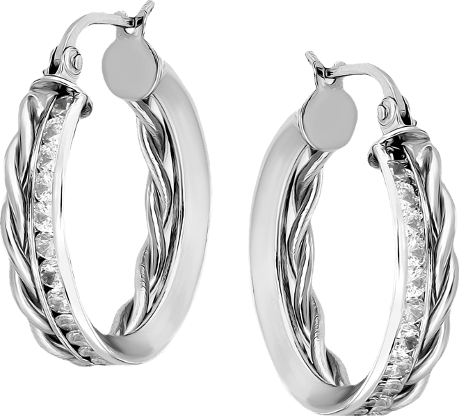 Cubic Zirconia Channel-Set Hoop Earrings (3-1/4 ct. t.w.) in 18k Gold over Sterling Silver