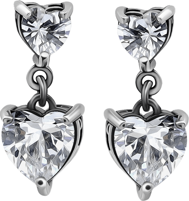 Cubic Zirconia Heart Drop Earrings (3-1/10 ct. t.w.) in 18k Gold over Sterling Silver (Also Available in Sterling Silver)