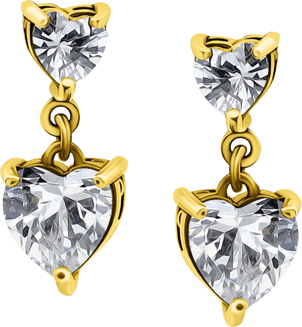 Cubic Zirconia Heart Drop Earrings (3-1/10 ct. t.w.) in 18k Gold over Sterling Silver (Also Available in Sterling Silver)