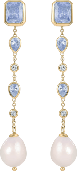 Gleaming Blue Gem Linear Earrings