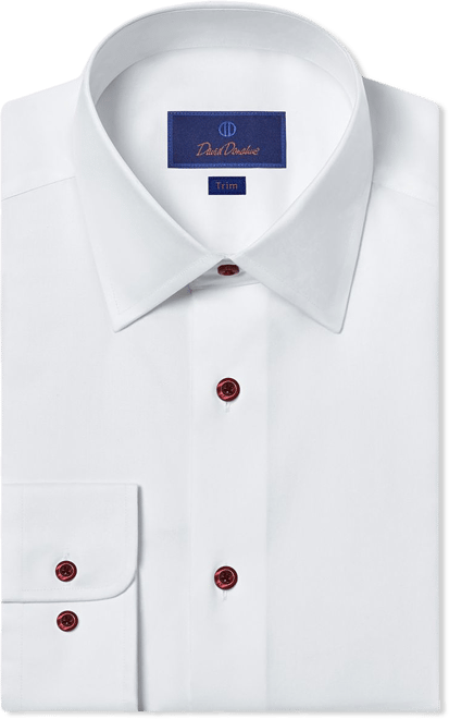 fine twill dress shirt David Donahue Super Fine Twill Trim Fit Dress Shirt - White