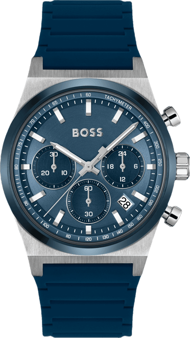 Men's Candor Quartz Chronograph Blue Silicone Watch, 41mm