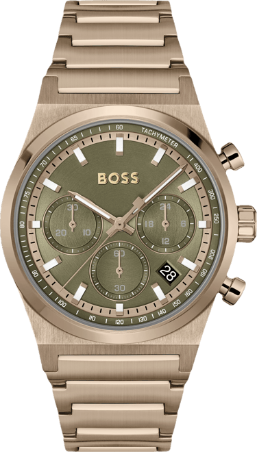 Men's Candor Quartz Chronograph Ionic Plated Beige Gold-Tone Stainless-Steel Watch, 41mm