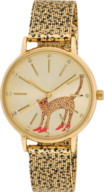 Women's Quartz Bouffants and Broken Hearts Gold-Tone and Black Mesh Alloy Watch 36mm