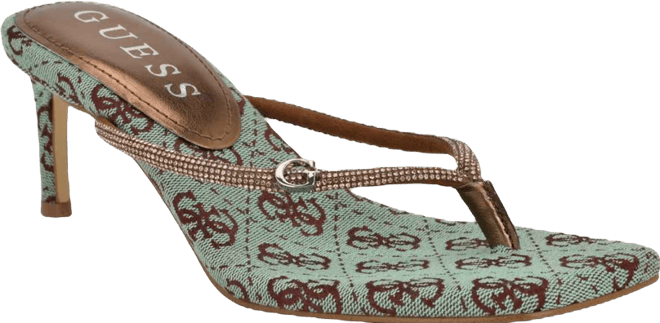 Women's Mayan Rhinestone Thong Kitten Heel Sandals