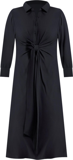 Women's Plus Size Tie Front Oversized Shirt Dress