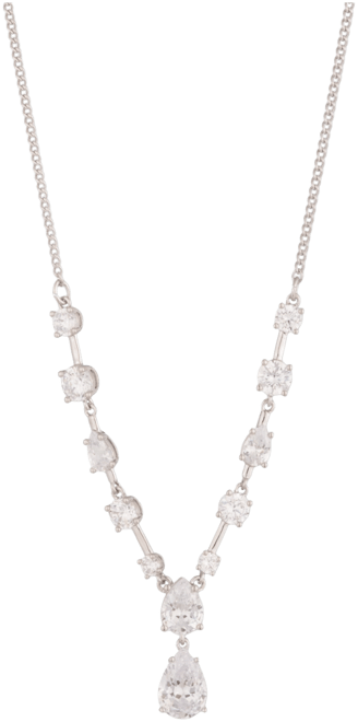 Silver-Tone Mixed Cubic Zirconia Lariat Necklace, 16" + 3" extender