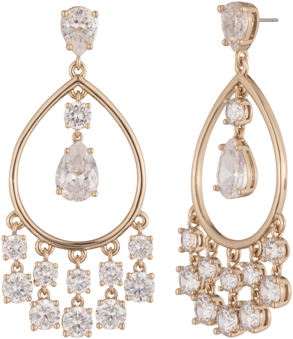 Gold-Tone Cubic Zirconia Orbital Drop Earrings