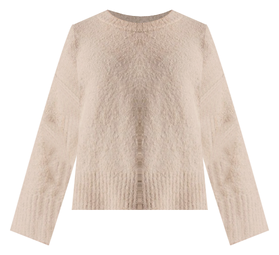 Fold Back Cuff Boucle Knit in Natural