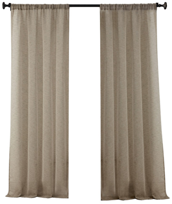 Penelope Faux Linen Textured Semi Sheer Privacy Sun Light Filtering Transparent Window Rod Pocket Thick Curtain Panels, Set of 2