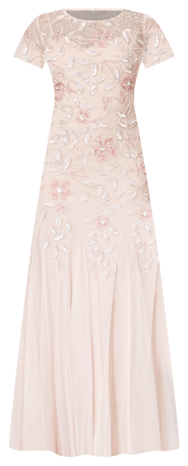adrianna papell blush beaded dress Adrianna Papell Bridesmaid Dress Style 09186670