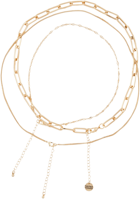 Nautica 3 Strand Multi Chain Necklace Set