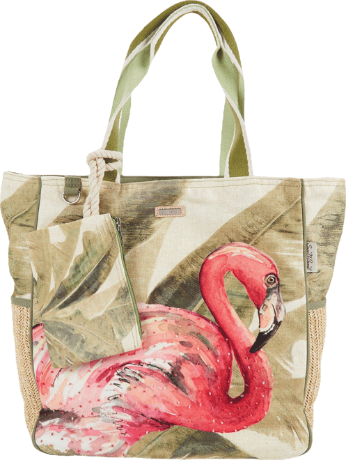 Sun N' Sand Flamingo Palms Beach Tote Bag