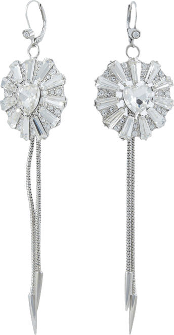 Betsey Johnson Heart Medallion Linear Earrings