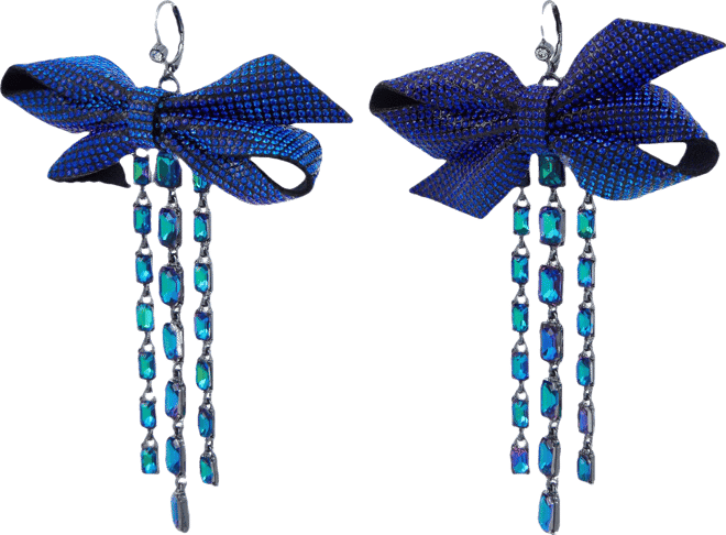 Betsey Johnson Pave Bow Drop Earrings