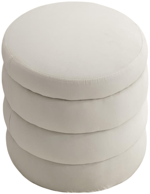Velvet Upholstered Round Ottoman, Soft Footrest Stool, Elegant Accent for Living Room & Bedroom-