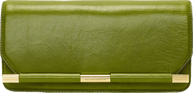 202 Clutch Bag In Green Distressed Leather