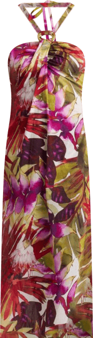 Women's Rainforest Maxi Halter Dress with Brass Ring