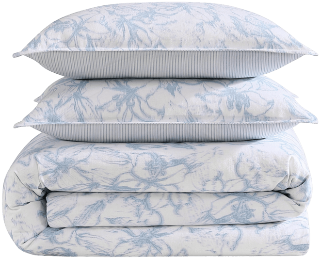 Ethereal Floral Cotton 3-Pc. Duvet Cover Set, King