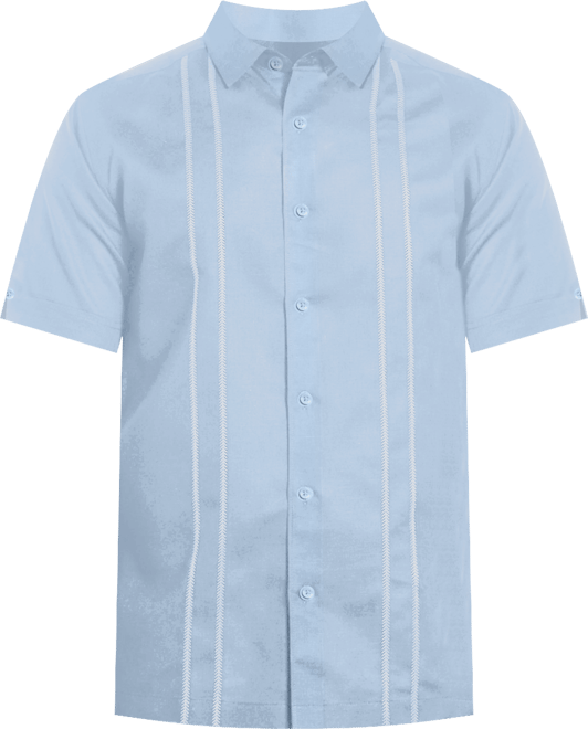 Men's Short Sleeve Panel Button-Front Linen Camp Shirt