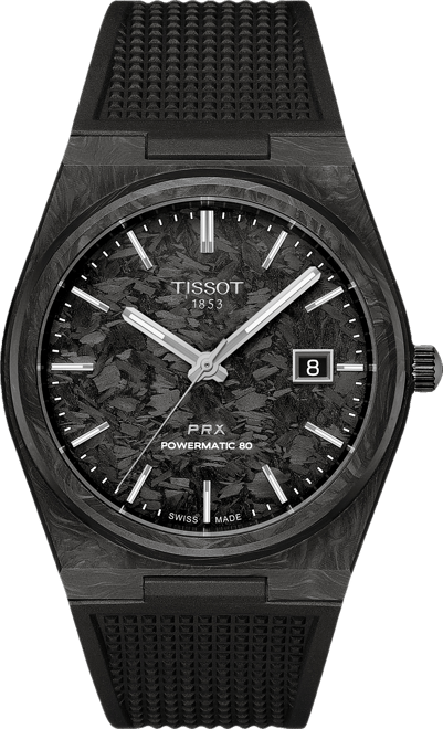 Tissot Men's Swiss Automatic PRX Powermatic 80 Black Rubber Tissot Men's Swiss Automatic PRX Powermatic 80 Black Rubber