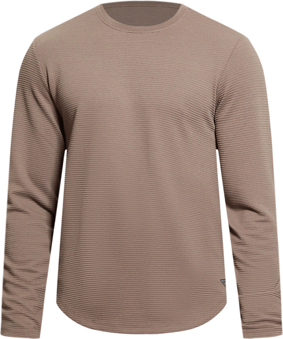 Men's Relaxed Fit Linear Textured Long Sleeve Crewneck T-Shirt